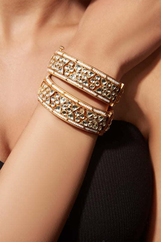 Polki Studded Bangle - Set of 2 