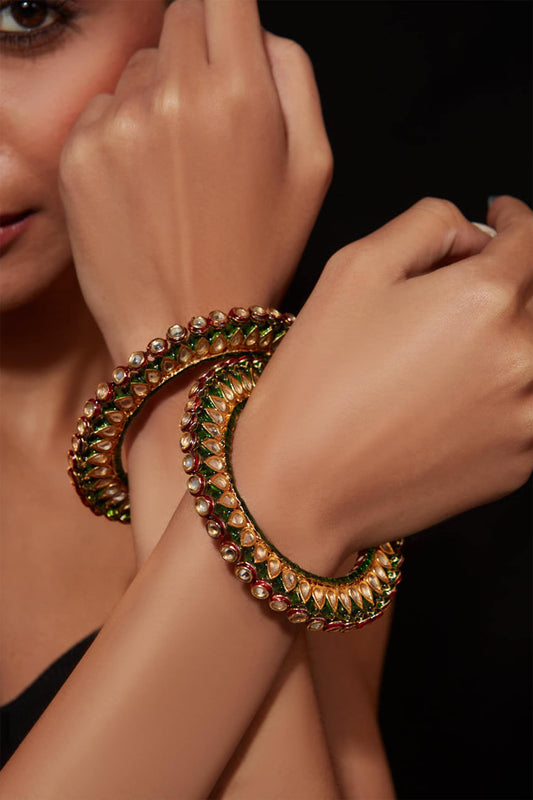 Meenakari Kundan Studded Bangle - Set of 2 