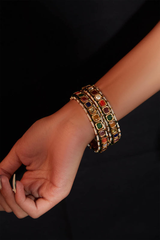 Stone Studded Bangle - Set of 2 