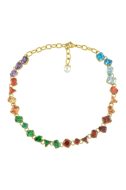 Chromatic Cascade Embellished Necklace 