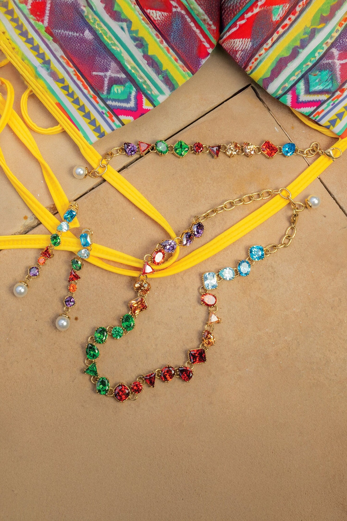 Chromatic Cascade Embellished Necklace 