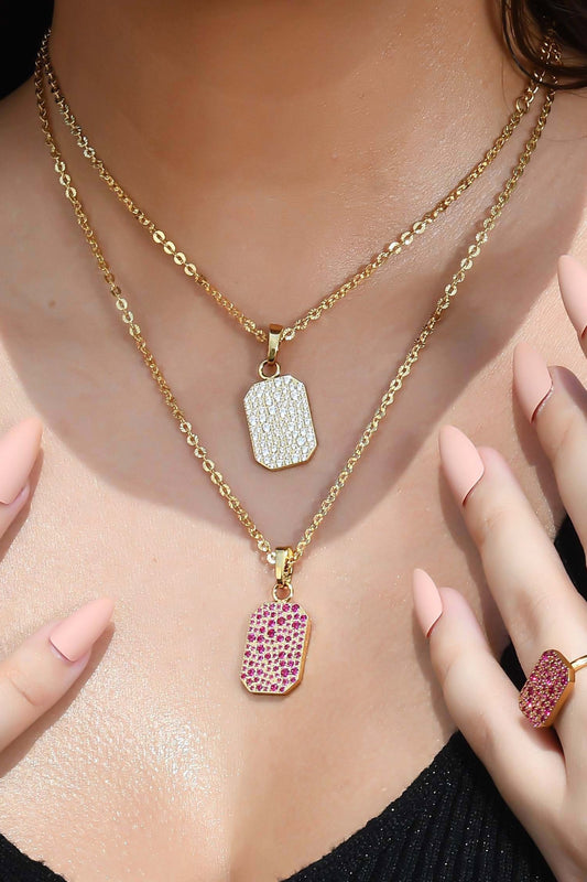 Crystal Bullion Embellished Pendant Necklace 