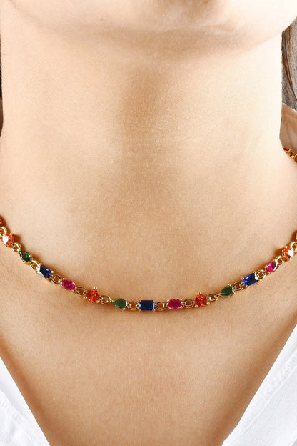 Crescendo Stone Embellished Necklace 
