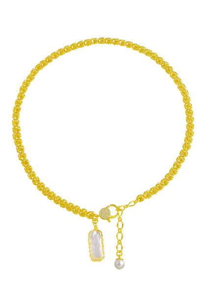 Mesh Pearl Embellished Pendant Necklace 