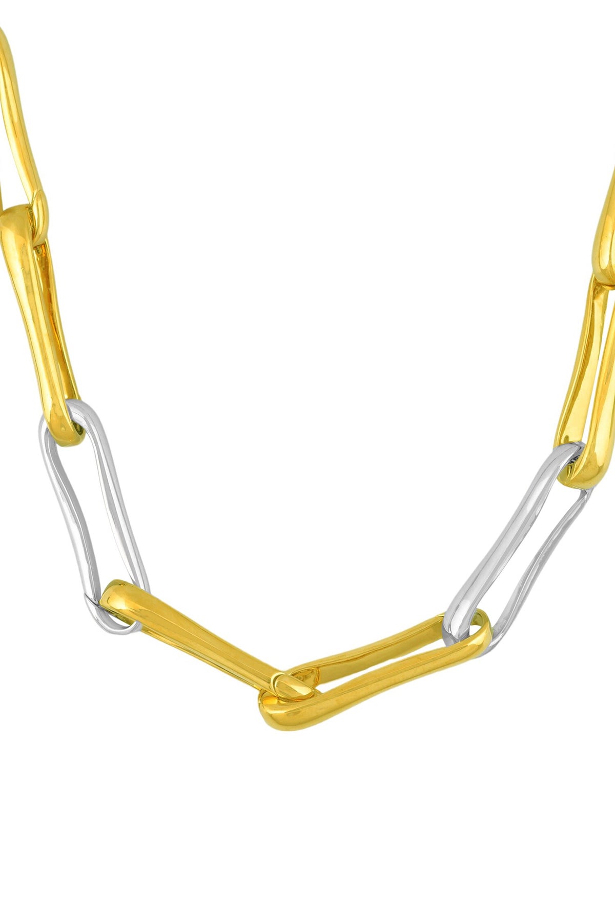 Linked Contrast Paperclip Necklace 