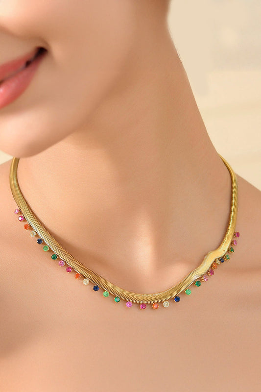 Elysian Spectrum Gemstone Embellished Necklace 