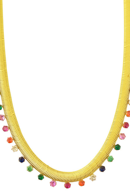 Elysian Spectrum Gemstone Embellished Necklace 