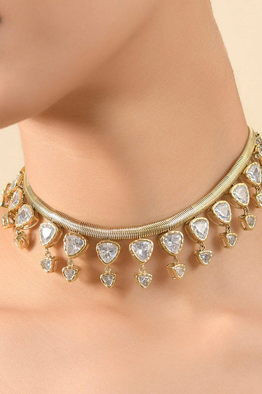 Illuminati Triangular Stone Embellished Necklace 
