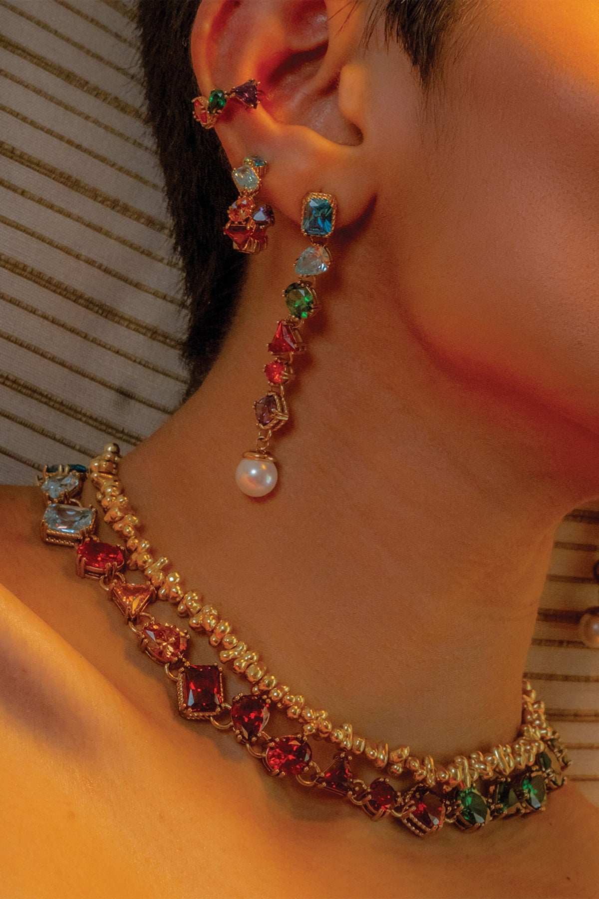 Chromatic Cascade Ear Cuff-Single Pc 