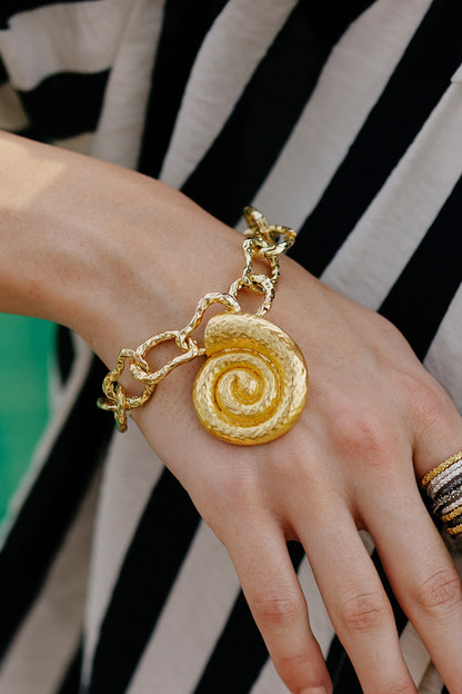 Textured Coral Shell Link Bracelet 
