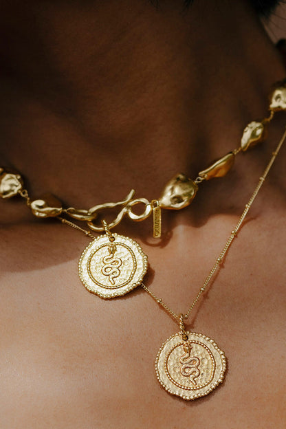 Embossed Snake Coin Charm 