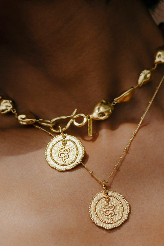 Embossed Snake Coin Charm 