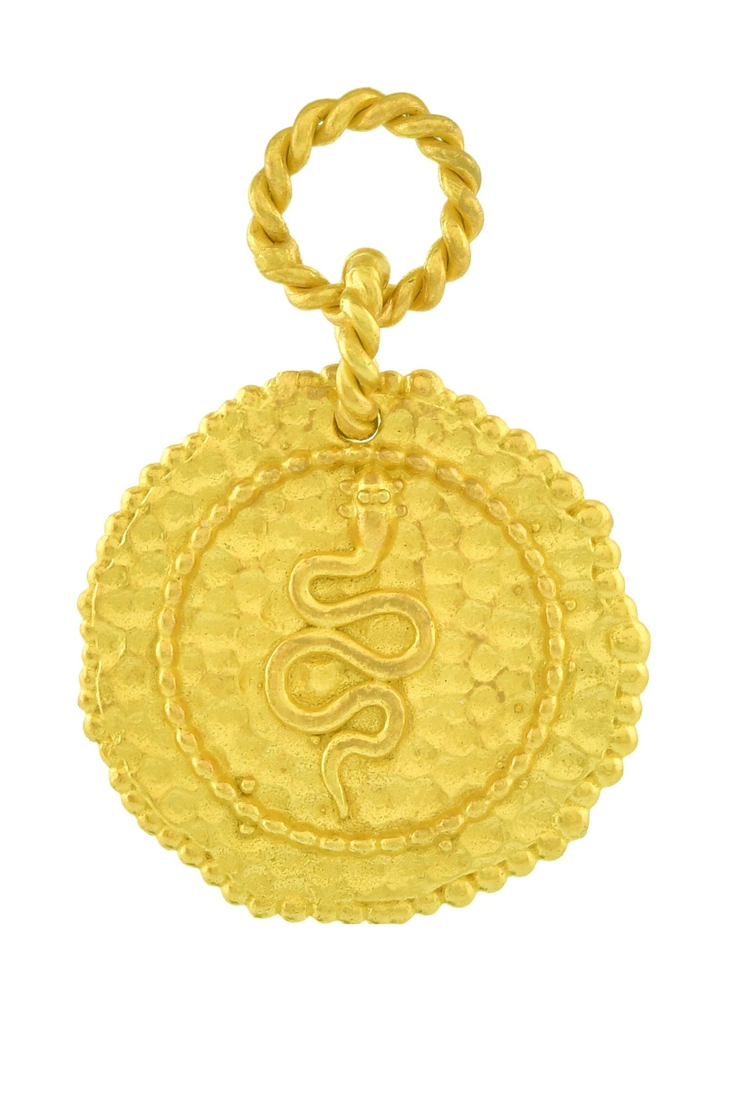 Embossed Snake Coin Charm 