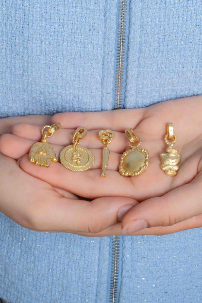 Embossed Snake Coin Charm 