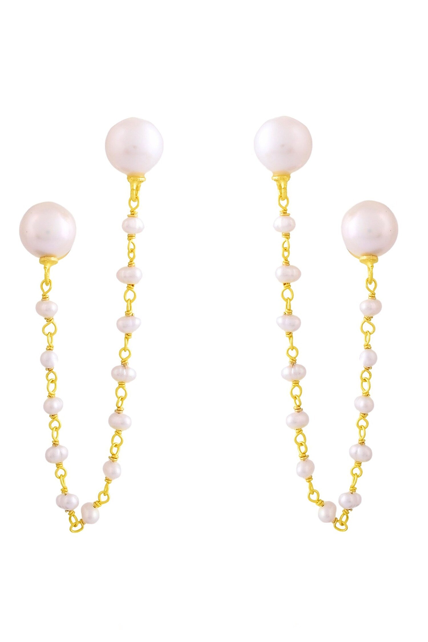 Snowflake Pearl Embellished Threader Earrings 
