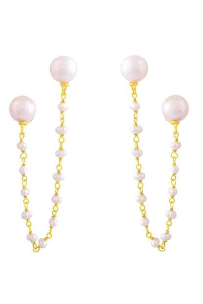 Snowflake Pearl Embellished Threader Earrings 