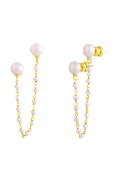 Snowflake Pearl Embellished Threader Earrings 