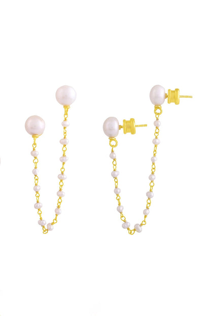 Snowflake Pearl Embellished Threader Earrings 