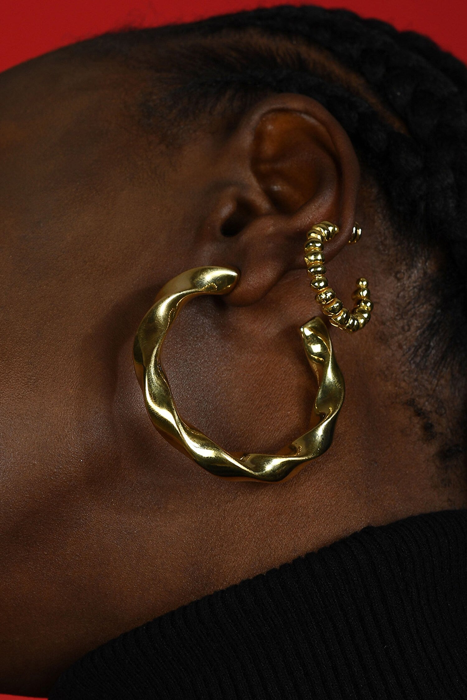 Molten Amorphous Bead Studded Earrings 