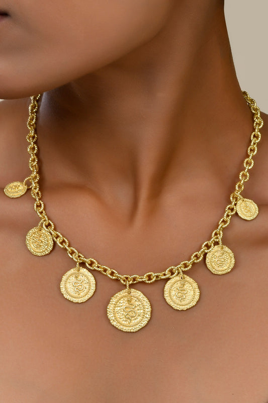 Medallion Of The Serpent Carved Necklace 