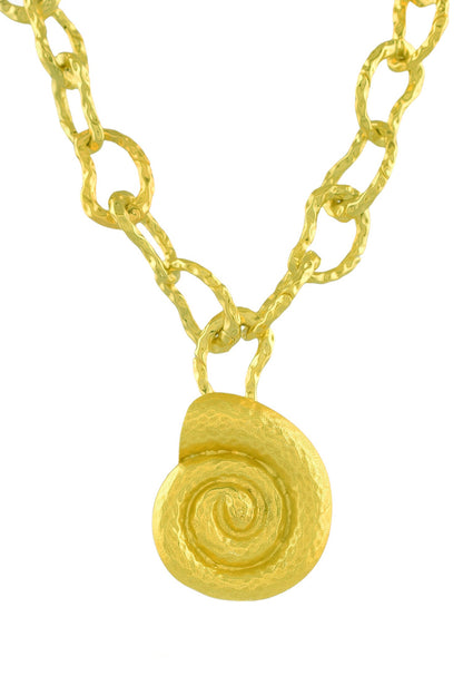 Textured Coral Shell Carved Link Necklace 