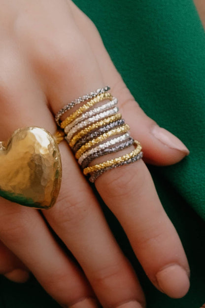 Granulated Multitone Stack Ring 