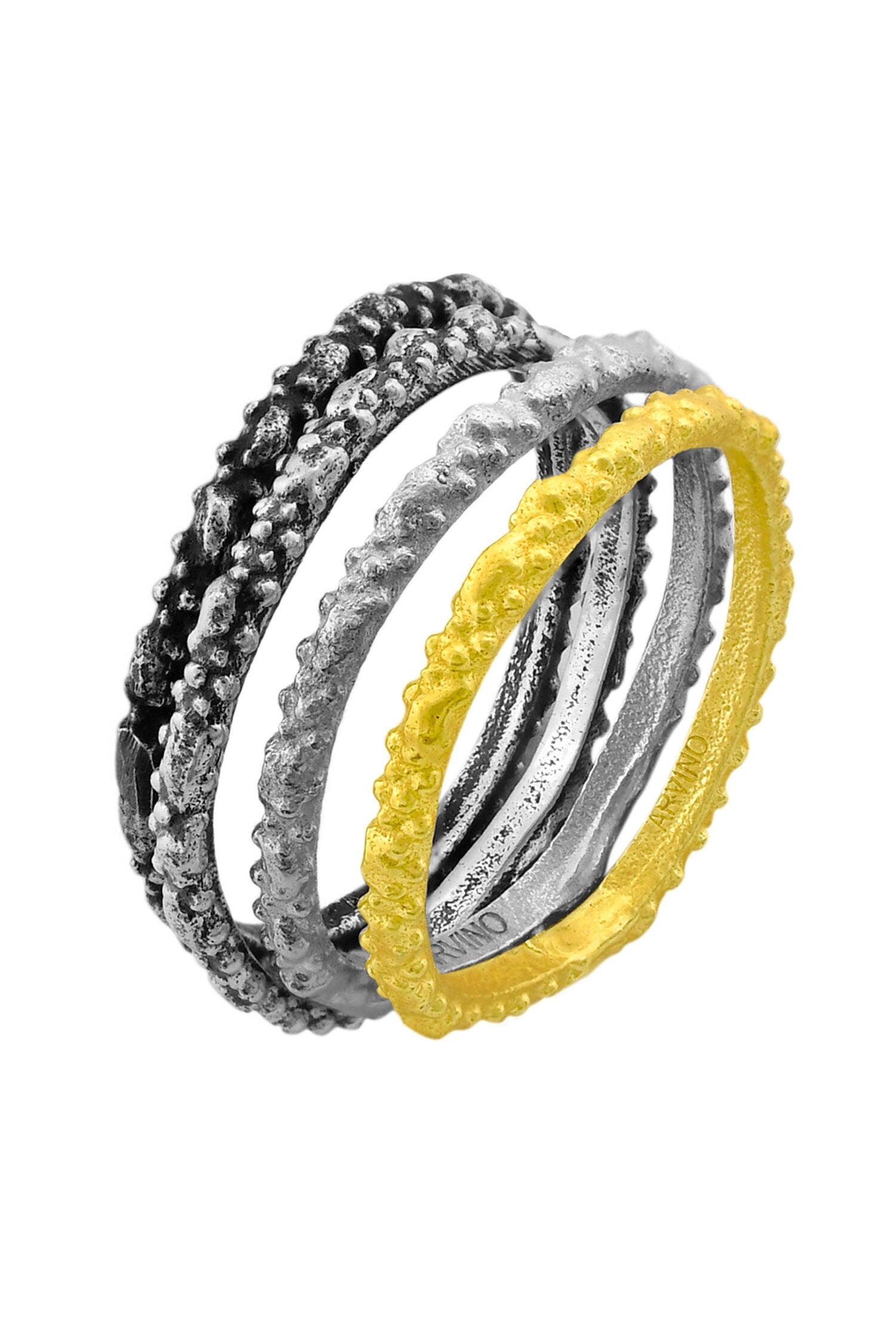 Granulated Multitone Stack Ring 
