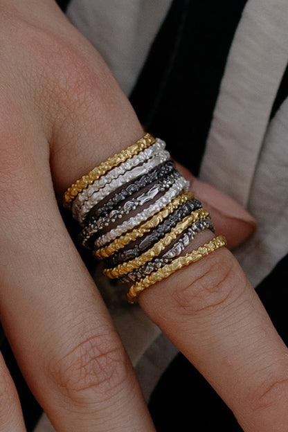 Granulated Multitone Stack Ring 