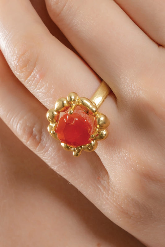 Carnelian Mineral Claw Ring 