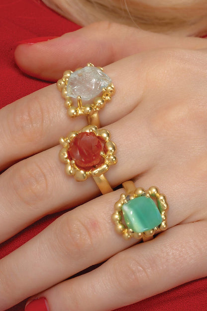 Carnelian Mineral Claw Ring 