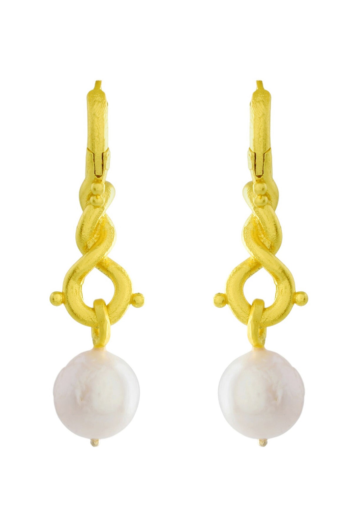 Dewy Pearl Twist Drop Earrings 
