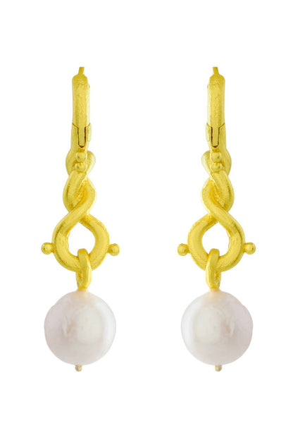 Dewy Pearl Twist Drop Earrings 