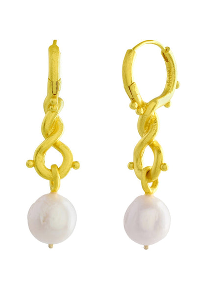 Dewy Pearl Twist Drop Earrings 