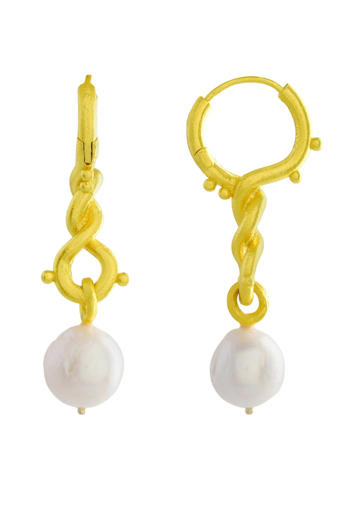 Dewy Pearl Twist Drop Earrings 
