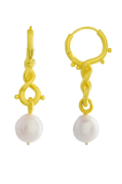 Dewy Pearl Twist Drop Earrings 