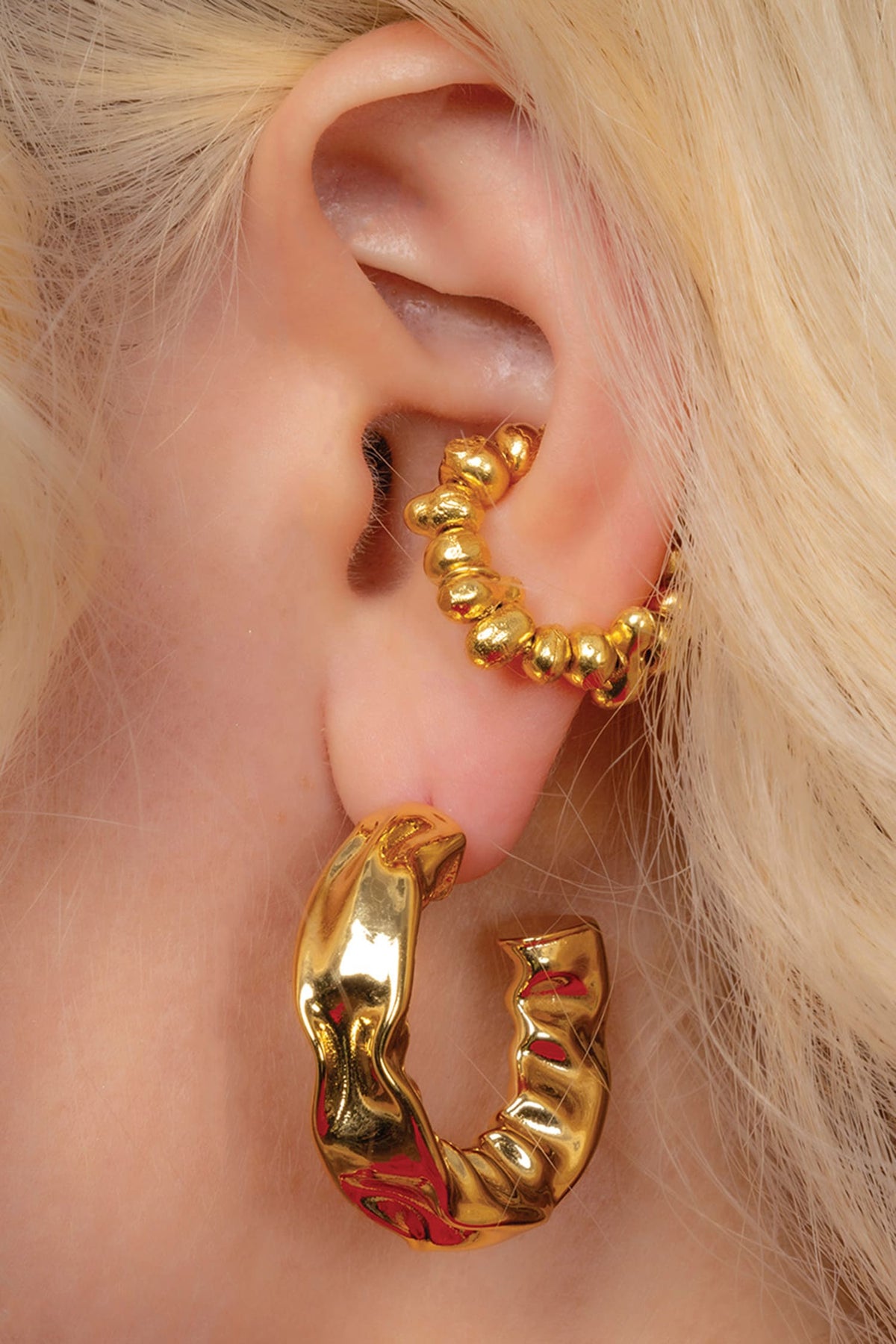 Hammered Medium Hoops 