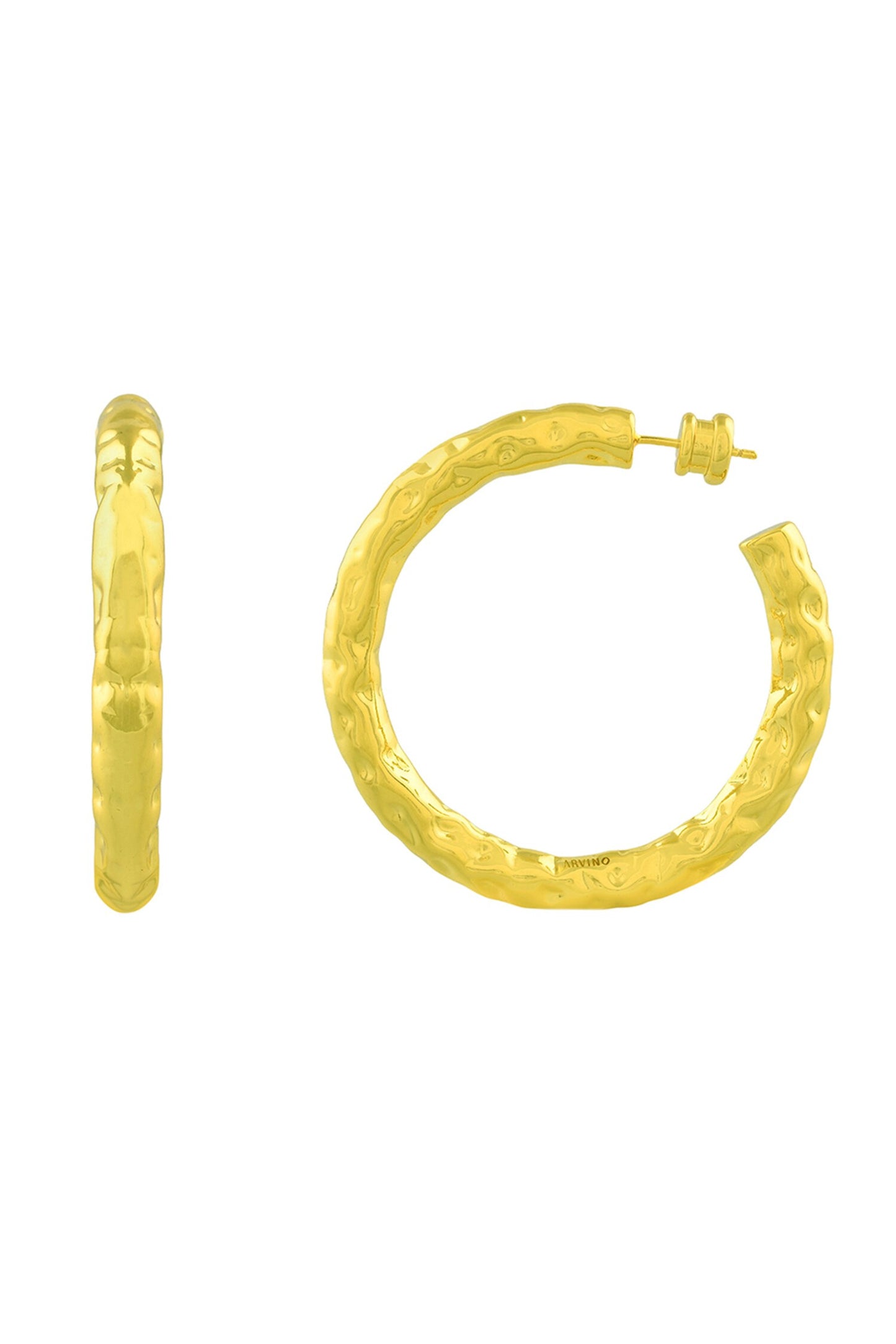 Etched Raw Bouldered Hoops Large 