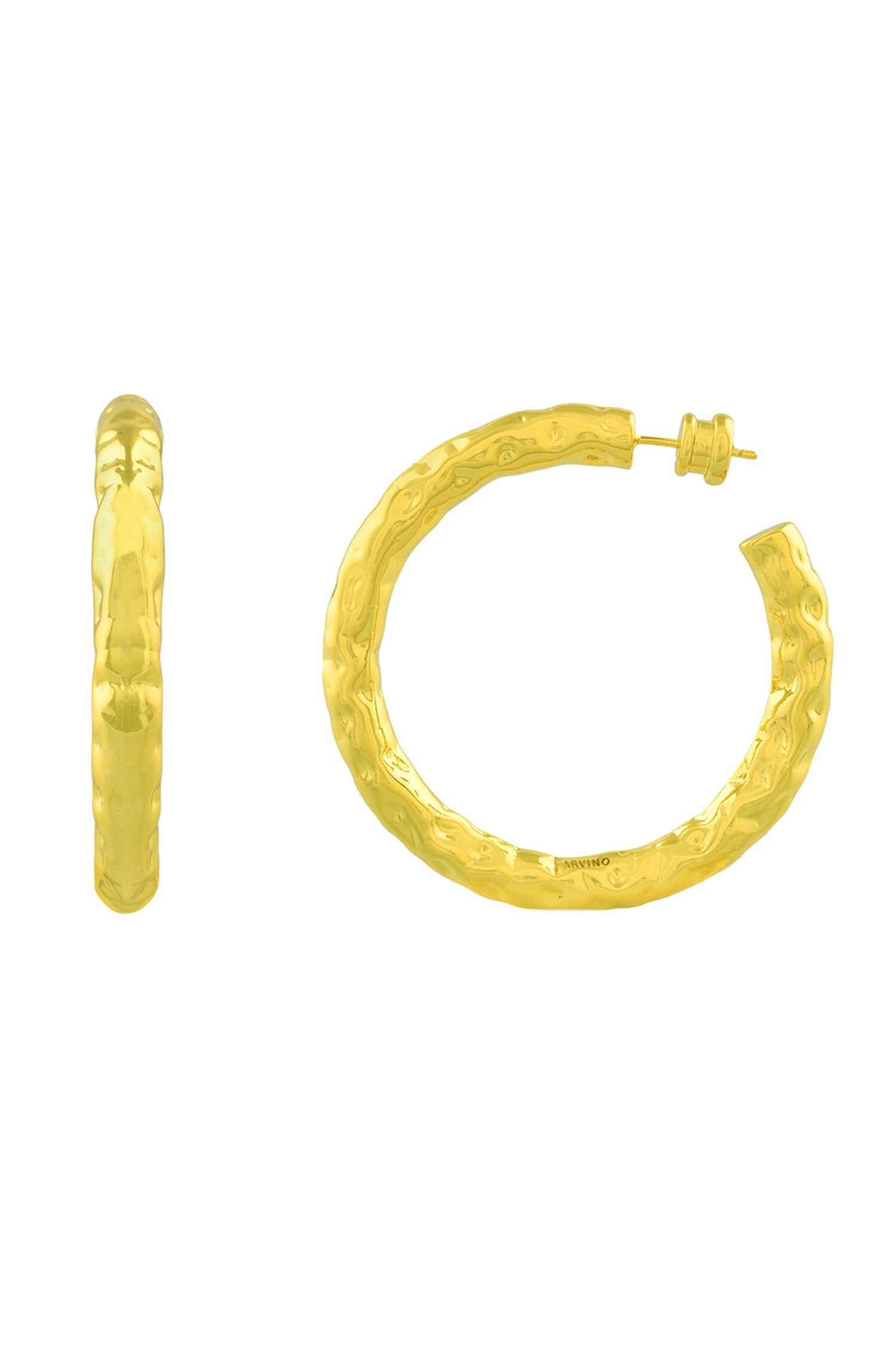 Etched Raw Bouldered Hoops Large 