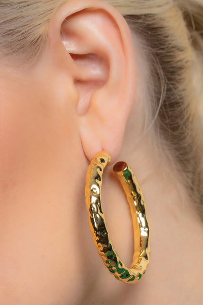 Etched Raw Bouldered Hoops Large 