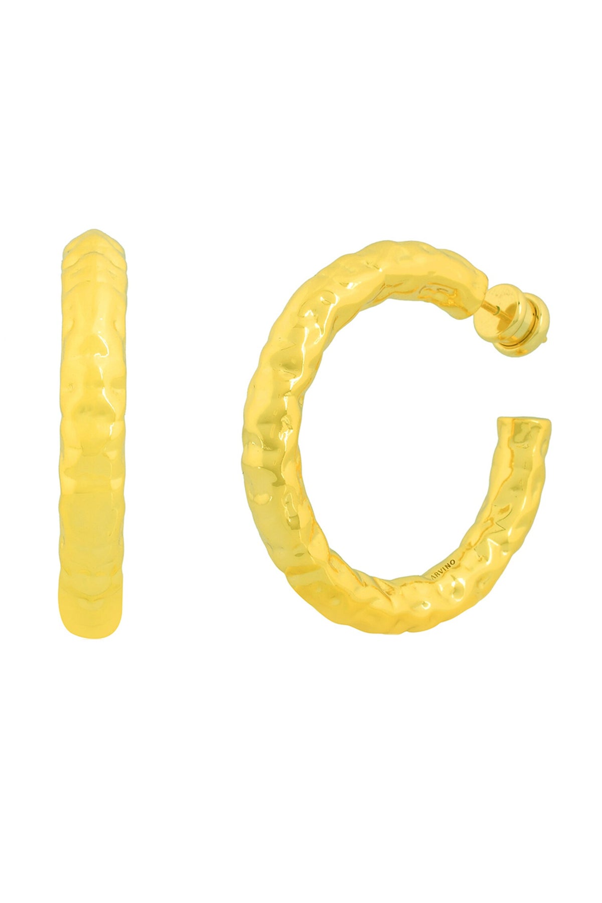 Etched Raw Bouldered Hoops Medium 