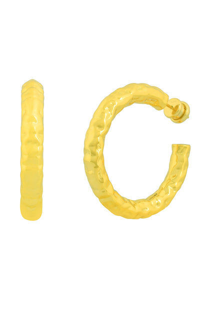 Etched Raw Bouldered Hoops Medium 