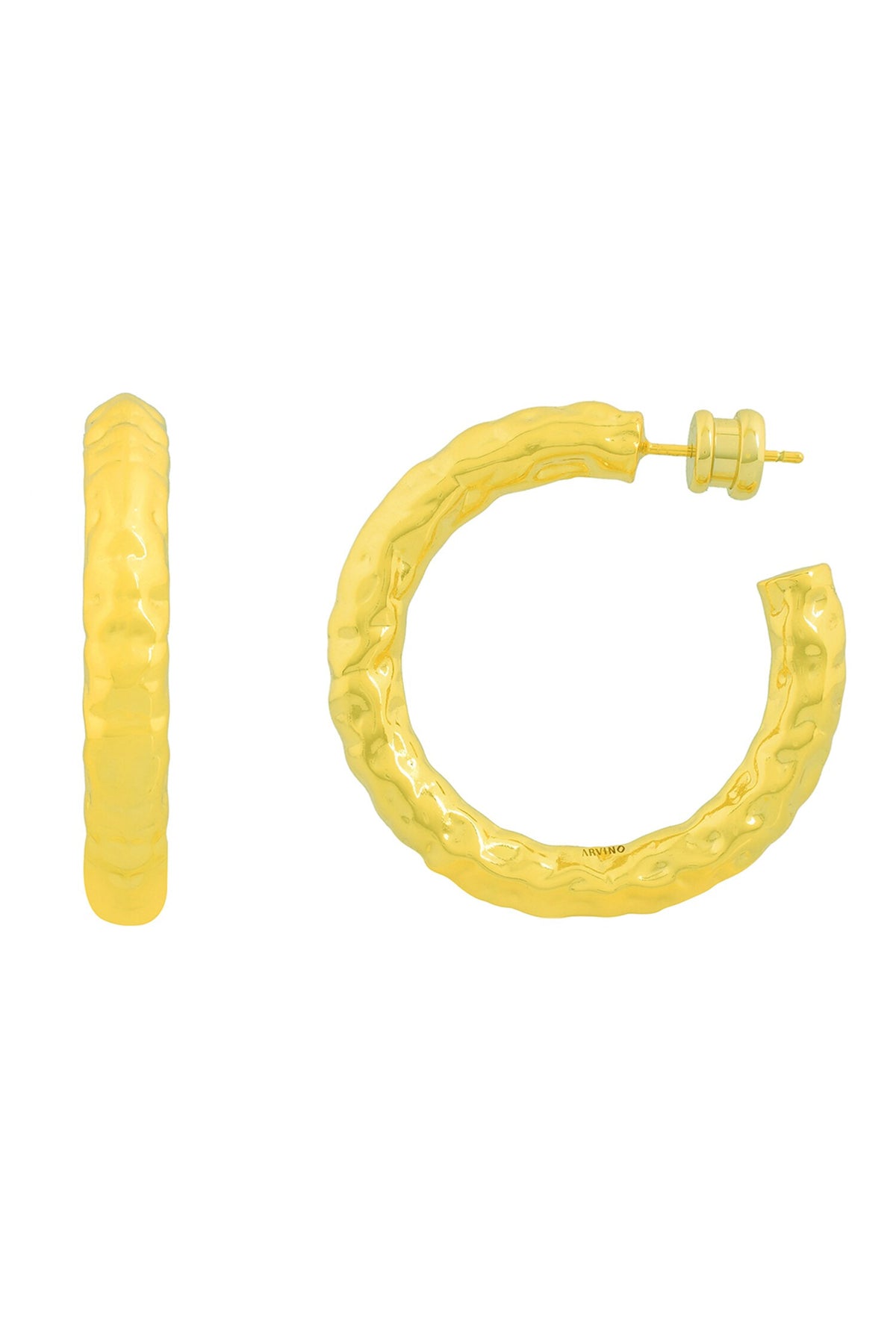 Etched Raw Bouldered Hoops Medium 