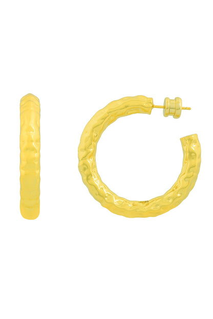 Etched Raw Bouldered Hoops Medium 
