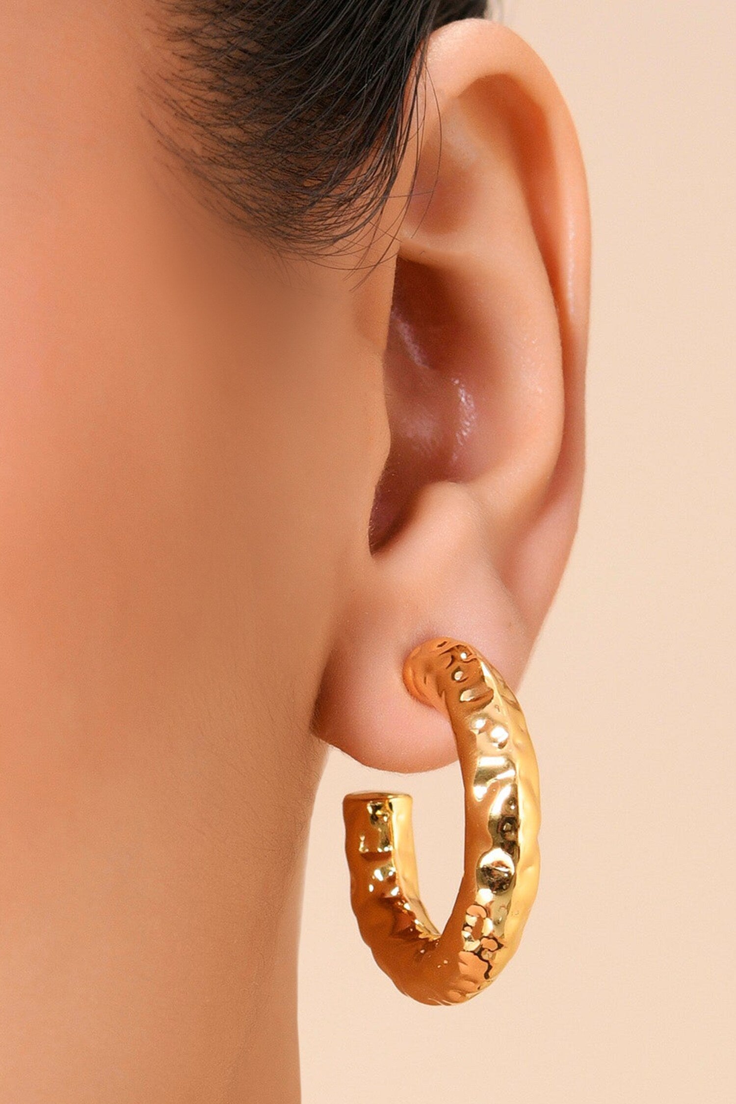 Etched Raw Bouldered Hoops Mini 