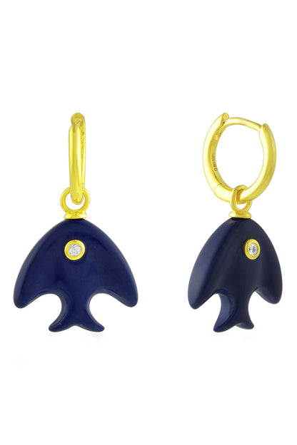 Glass Lapis Fish Charm Echo Huggies 