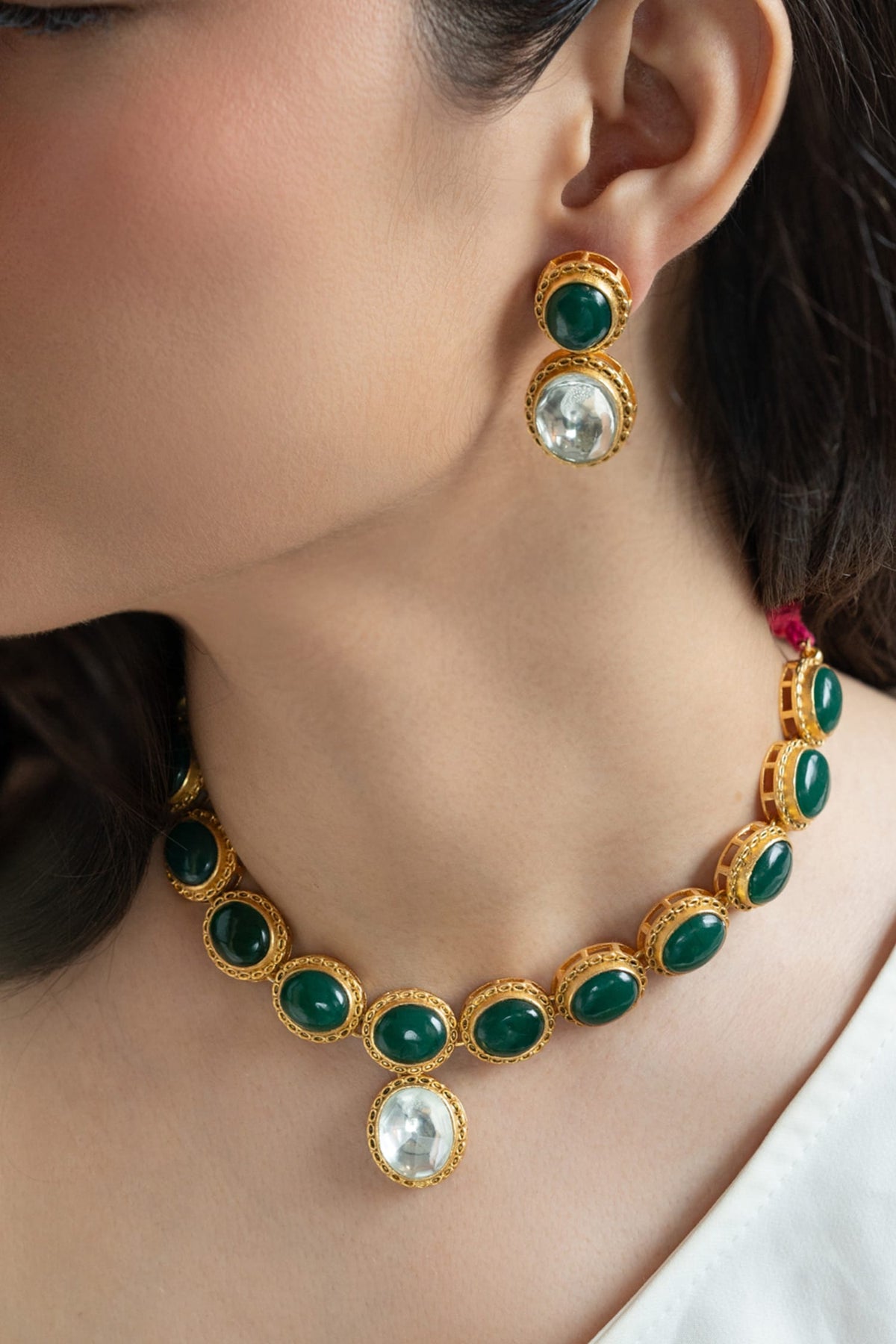Kundan Stone Choker with Earrings 