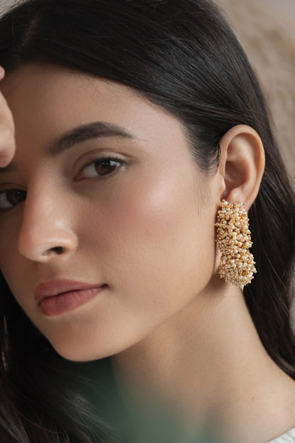 Pearl Tassel Embellished Half Hoops 