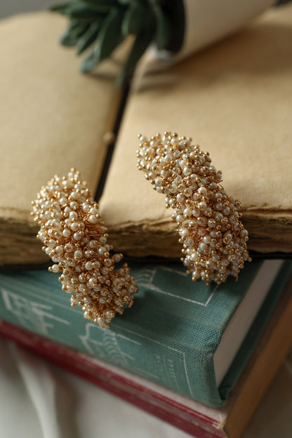 Pearl Tassel Embellished Half Hoops 