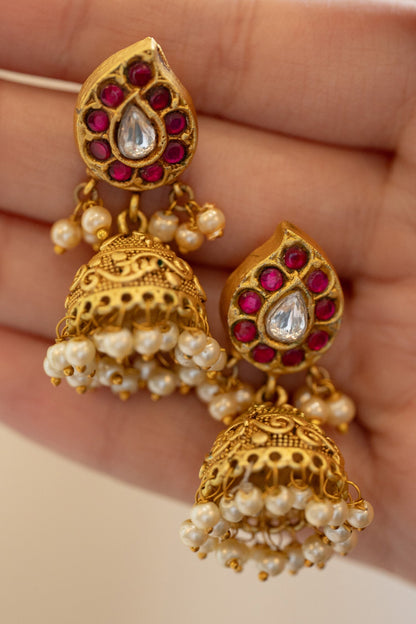 Kundan Paisley Embellished Jhumkas 