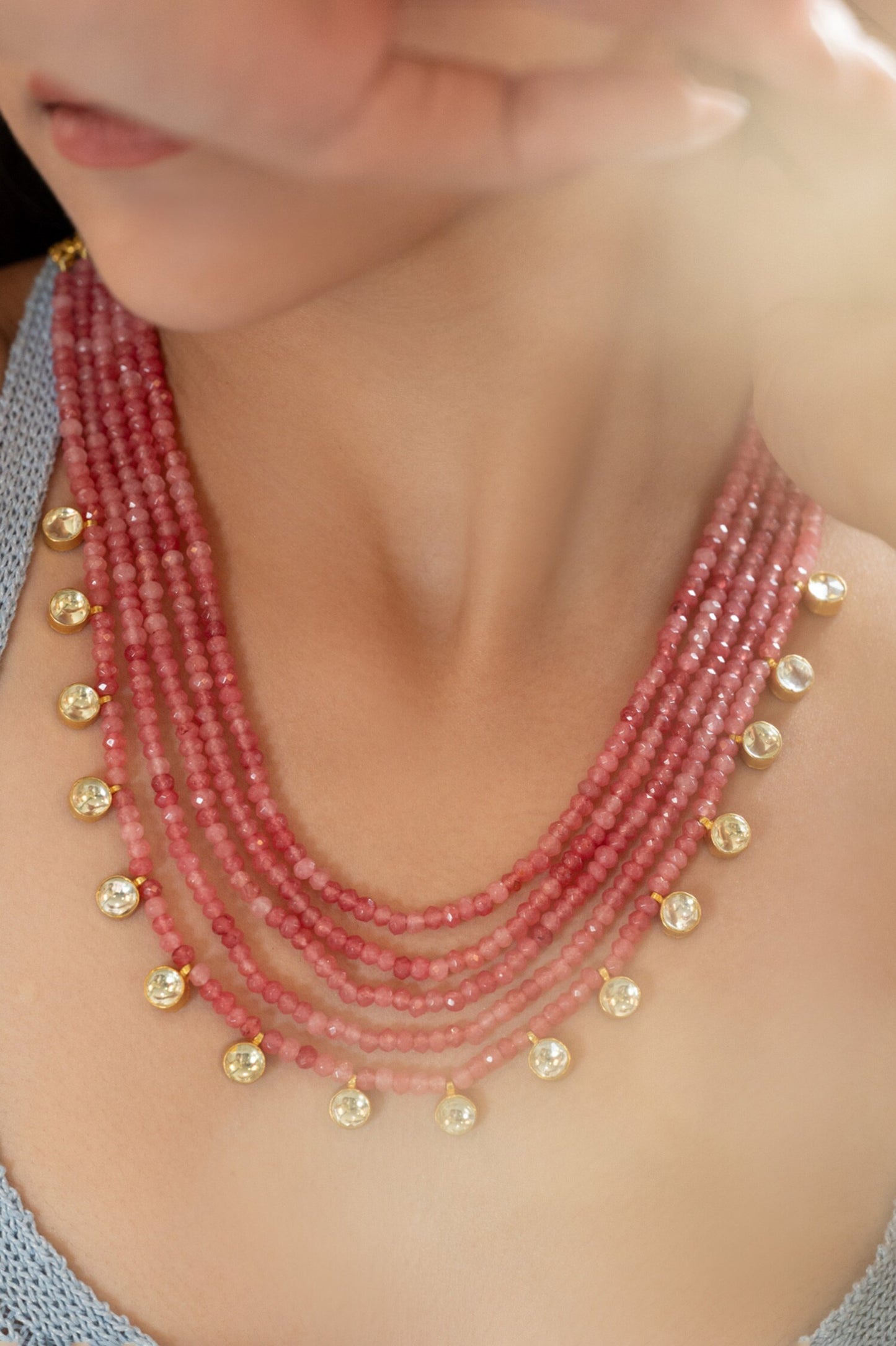 Onyx Bead Multi-Strand Necklace 
